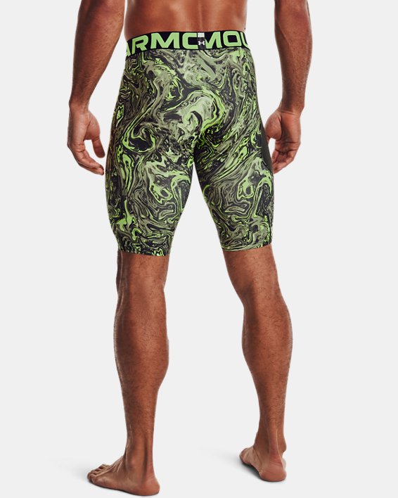 Men's HeatGear® Long Printed Shorts, Green, pdpMainDesktop image number 1